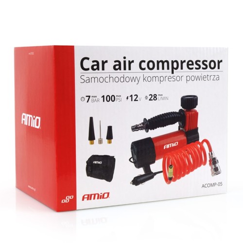 AMiO – Κομπρεσέρ αέρα ελαστικών αυτοκινήτου 12V 100psi 7bar 28l/min, φουσκώστε τα ελαστικά σας με απόλυτη ταχύτητα και ασφάλεια σε κάθε ανάγκη στον δρόμο – 1 Τεμ. (02179/AM)