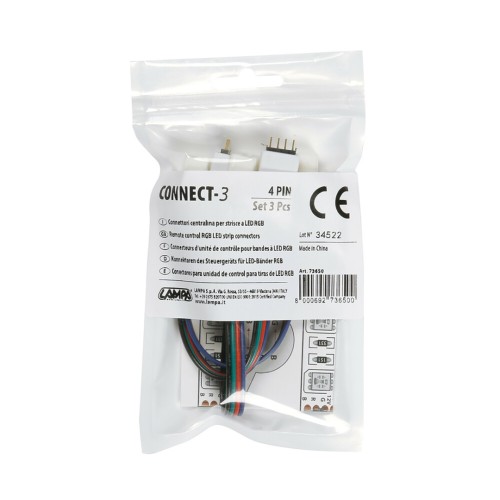 ΑΝΤΑΛΛΑΚΤΙΚΗ ΦΙΣΑ CONNECT-3 ΜΕ 4PIN 16 cm ΓΙΑ ΣΥΝΔΕΣΗ ΤΑΙΝΙΑΣ RGB LED ΜΕ ΤΗΛΕΧΕΙΡΙΣΤΗΡΙΟ 3 ΤΕΜ.