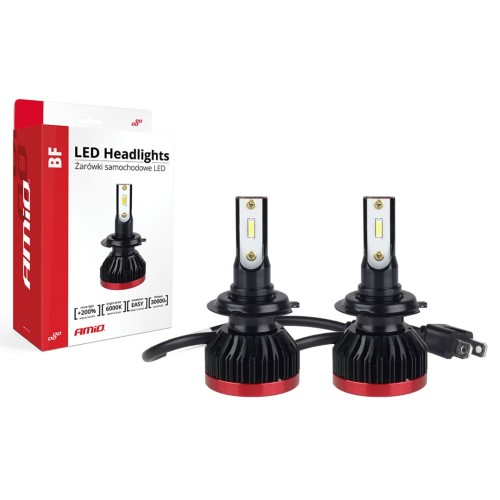 AMiO – LED H7 BF-Series 6.000K, απογειώστε τη νυχτερινή ορατότητα με ισχύ 50W και 3.100lm για κρυστάλλινο φωτισμό σε κάθε διαδρομή – 2 Τεμ. (02242/AM)