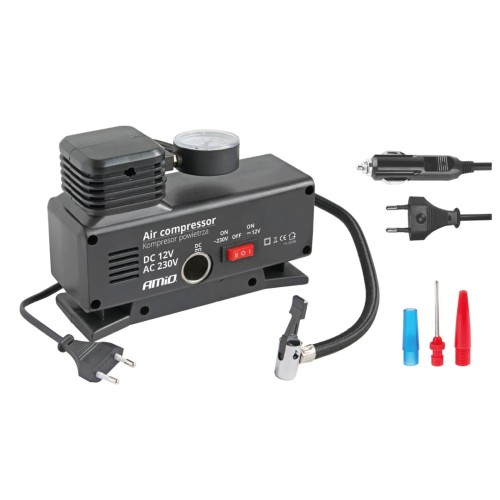 AMiO – Κομπρεσέρ αέρα ελαστικών 12V/220V 18bar 250psi, φουσκώστε τα λάστιχά σας με διπλή παροχή ρεύματος παντού και πάντα – 1 Τεμ. (02188/AM)