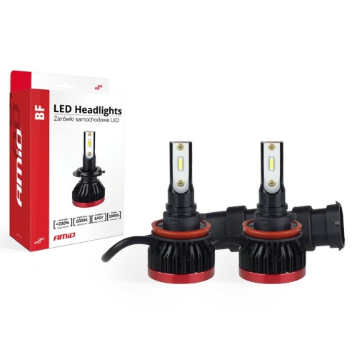 AMiO – LED H8/H9/H11/H16 BF-Series 6.000K, απογειώστε τη νυχτερινή ορατότητα με ισχύ 50W και 3.100lm για κρυστάλλινο φωτισμό σε κάθε διαδρομή – 2 Τεμ. (02245/AM)