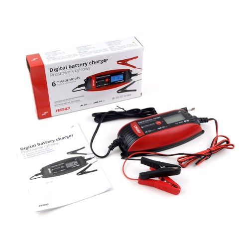 Amio - Φορτιστής Μπαταρίας 6/12V 2A/4A με LCD για φόρτιση και συντήρηση μπαταριών 1.2-120Ah με έξυπνη λειτουργία και προστασία IP65 για ασφαλή και αποδοτική χρήση - 1 Τεμ. (02088/AM)
