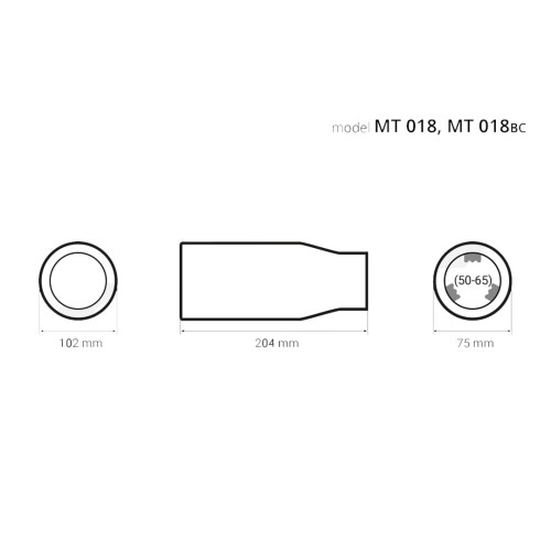Amio - Άκρο Εξάτμισης MT-018 Στρογγυλό Inox για Απολήξεις 50-65mm από Ανοξείδωτο Χάλυβα για Βελτίωση Εμφάνισης και Ήχου Αυτοκινήτου - 1 τεμ. (01318/AM)