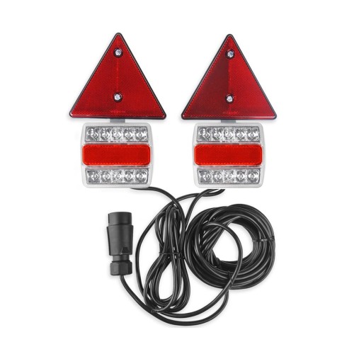 Amio - Σετ Φανάρια Πίσω Τρέιλερ LED Μαγνητικά 12V με Καλώδιο 7pin και Τρίγωνα για Πλήρη Σήμανση και Άμεση Τοποθέτηση σε Ρυμουλκούμενα - 1 Σετ (02140/AM)