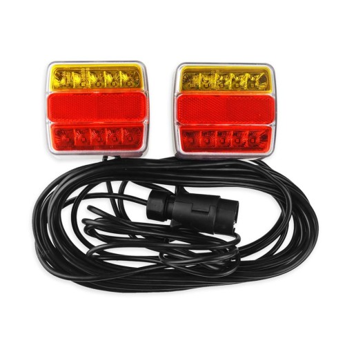 Amio - Σετ Φανάρια Πίσω Τρέιλερ LED Μαγνητικά 12V με Καλώδιο 7pin σε Compact Σχεδιασμό για Πλήρη Σήμανση και Εύκολη Τοποθέτηση σε Ρυμουλκούμενα - 1 Σετ (02141/AM)