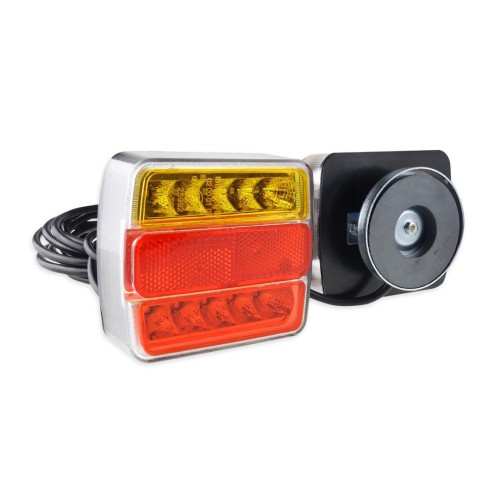 Amio - Σετ Φανάρια Πίσω Τρέιλερ LED Μαγνητικά 12V με Καλώδιο 7pin σε Compact Σχεδιασμό για Πλήρη Σήμανση και Εύκολη Τοποθέτηση σε Ρυμουλκούμενα - 1 Σετ (02141/AM)