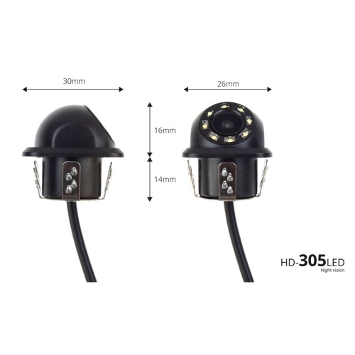 AMiO – Σύστημα Παρκαρίσματος 12V με 4 Αισθητήρες 22mm, Κάμερα HD-305 LED και Οθόνη LCD 4.3