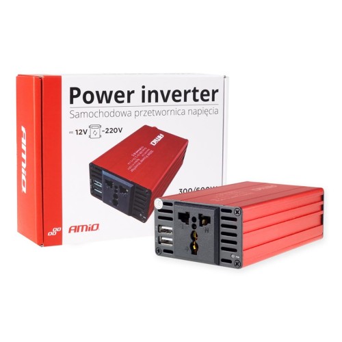 Amio - INVERTER 12-230V max300W-peak600W +2USB PI03 – 1 ΤΕΜ. (02470/AM)