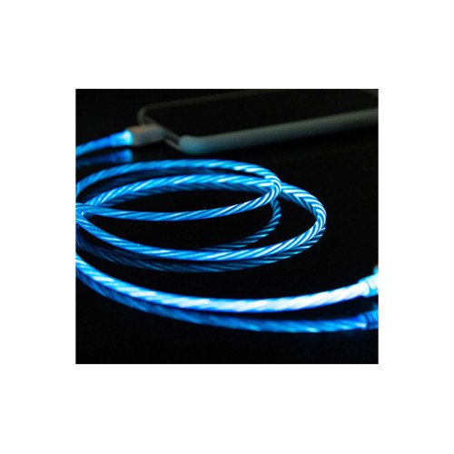 ΚΑΛΩΔΙΟ USB ΦΟΡΤΙΣΗΣ & ΣΥΓΧΡΟΝΙΣΜΟΥ MICRO USB/TYPE-C/LIGHTING ΜΕ ΜΑΓΝΗΤΙΚΗ ΥΠΟΔΟΧΗ & ΜΠΛΕ ΦΩΣ 100 cm
