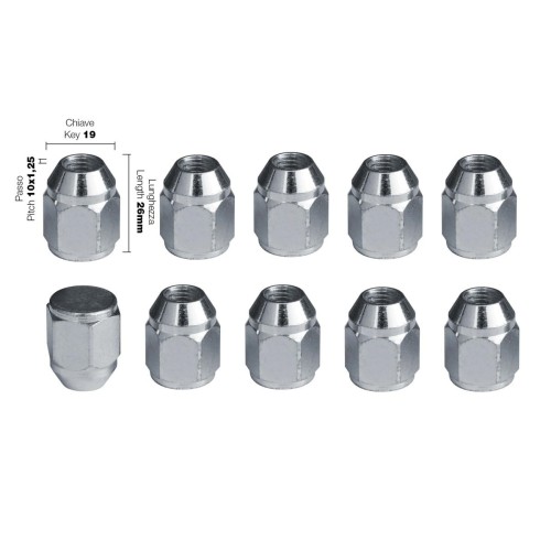 Simoni Racing – Παξιμάδι Κωνικό 10x1.25 (26mm) (19) για Τροχούς & Ζάντες Στερεώση Υψηλής Ασφάλειας Κωνική Έδραση – 10 Τεμ. (SRDR/12-10)