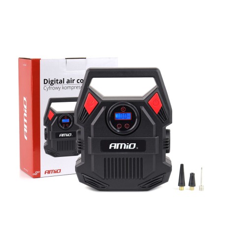 Amio - ΚΟΜΠΡΕΣΕΡ ΑΕΡΑ 12V 10bar/150psi ΜΕ 3 ΑΝΤΑΠΤΟΡΕΣ ΚΑΙ ΨΗΦΙΑΚΗ ΕΝΔΕΙΞΗ ACOMP-17 AMIO - 1 τεμ. (02642/AM)