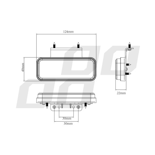 Amio - ΦΩΣ ΟΓΚΟΥ ΦΟΡΤΗΓΟΥ LED ΛΕΥΚΟ 10-30V 124x49x22mm ΑΔΙΑΒΡΟΧΟ OM-02-W 1ΤΕΜ. (02377/AM)