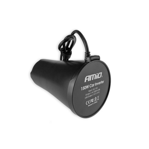 Amio - INVERTER ΠΟΤΗΡΟΘΗΚΗΣ 12>230V max150W-peak300W ΜΕ 2 USB 4800mA ΚΑΙ ΑΝΤΑΠΤΟΡΑ ΑΝΑΠΤΗΡΑ 12V - 1 τεμ. (02469/AM)