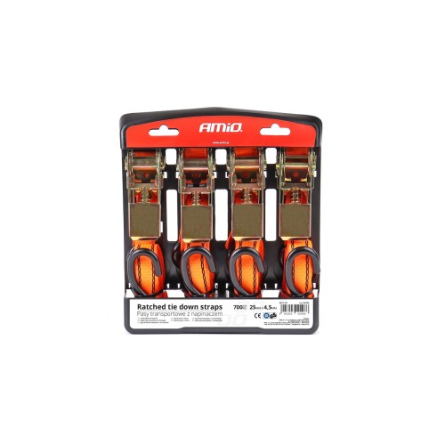 Amio - ΙΜΑΝΤΕΣ ΜΕ ΚΑΣΤΑΝΙΕΣ ΣΕΤ 4ΤΕΜ 25mm 4,5m ΓΙΑ 700KG BELT-03 (02496/AM)