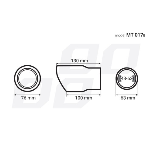 Amio - Άκρο Εξάτμισης Μαύρο Ματ 130x76mm για Απολήξεις Φ43 έως 62mm από Ανοξείδωτο Χάλυβα για Βελτίωση Εμφάνισης και Ήχου Αυτοκινήτου - 1 τεμ. (01317/AM)