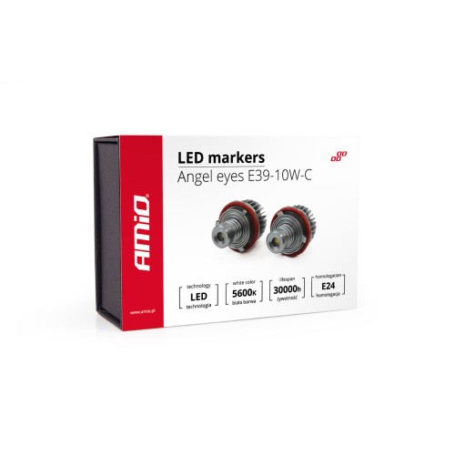 Amio – LED Λαμπάκια Angel Eyes 10W 270lm 5600K CANBUS για BMW Σειρά 1 3 5 για Καθαρό Λευκό Φως & Χωρίς Σφάλματα – Σετ 2 Τεμ. (01540/AM)