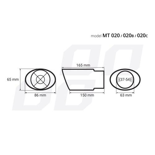 Amio - ΑΚΡΟ ΕΞΑΤΜΙΣΗΣ ΜΑΥΡΟ 165x86mm Φ37>54mm - 1 τεμ. (02351/AM)