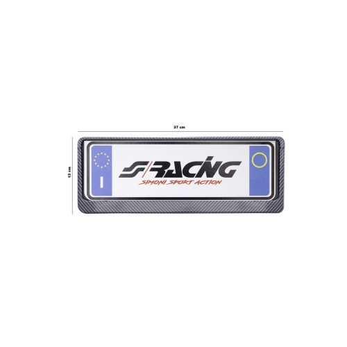 ΠΛΑΙΣΙΟ ΠΙΝΑΚΙΔΑΣ CARBON LOOK ΕΜΠΡΟΣ​ SIMONI RACING 37 x 13 cm - 1 TEM.