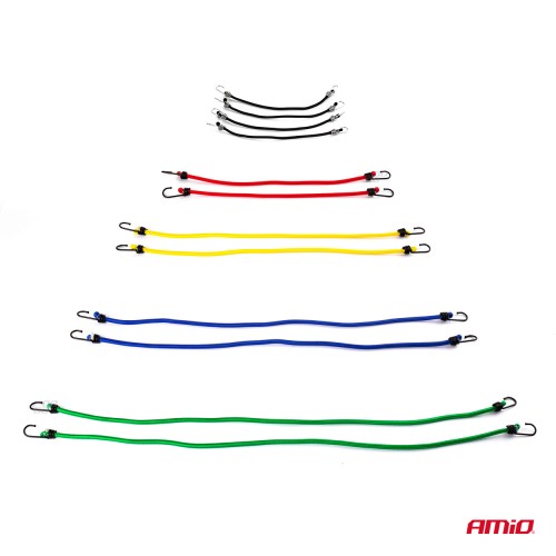 Amio - ΧΤΑΠΟΔΙΑ ΕΛΑΣΤΙΚΑ (4mmΧ25cm 4ΤΕΜ)(8mmX45cm 2ΤΕΜ)(8mmΧ60cm 2ΤΕΜ)(8mmX75cm 2ΤΕΜ)(8mmX90cm 2ΤΕΜ) - 12 ΤΕΜ. (02836/AM)