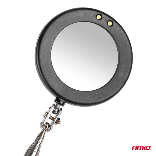 Amio - ΚΑΘΡΕΠΤΗΣ ΧΕΙΡΟΣ ΤΗΛΕΣΚΟΠΙΚΟΣ 50mm 28-87cm 360 ΜΟΙΡΕΣ ΜΕ ΦΩΣ LED - 1 ΤΕΜ. (02840/AM)
