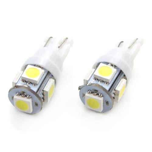 Amio - Λάμπες LED T10 W5W 12V W2.1x9.5d Λευκό Φως 5600K με 5 SMD 5050 chips Καρφωτές για Φώτα Θέσης Πινακίδας και Εσωτερικού Φωτισμού Αυτοκινήτου - 1 σετ (01284/AM)