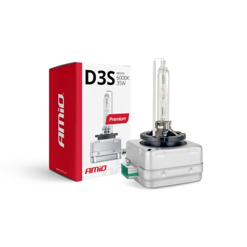 Amio - Λάμπα Xenon D3S 6000K 35W 12V Premium για αντικατάσταση εργοστασιακών και aftermarket xenon με καθαρό λευκό φωτισμό και σταθερή απόδοση με ενσωματωμένο igniter - 1 Τεμ. (01979/AM)