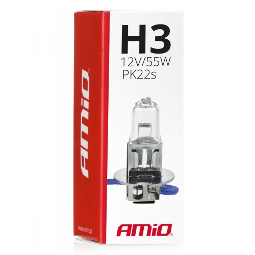 Amio – H3 PK22s 12V 55W LumiTec Λαμπτήρας Αλογόνου για Προβολείς / Φώτα Ομίχλης Αυτοκινήτου – 1 Τεμ. (01478/AM)
