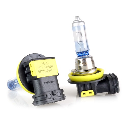 Amio - Λάμπες Αλογόνου H11 12V 55W PGJ19-2 LumiTec Limited με +130% Φωτεινότητα και Δέσμη έως 40m για Μεσαία & Μεγάλη Σκάλα με Λευκό Φως 4300K και UV Protection - 1 Σετ (02105/AM)