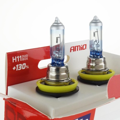 Amio - Λάμπες Αλογόνου H11 12V 55W PGJ19-2 LumiTec Limited με +130% Φωτεινότητα και Δέσμη έως 40m για Μεσαία & Μεγάλη Σκάλα με Λευκό Φως 4300K και UV Protection - 1 Σετ (02105/AM)