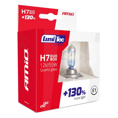 Amio – Λάμπες Αλογόνου H7 12V 55W P14.5s Lumitec Limited +130% έως 40m 4300K για Αυτοκίνητο & Μοτοσυκλέτα Σετ 2 Τεμ. (01406/AM)