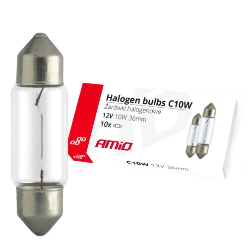 Amio - ΛΑΜΠΑΚΙΑ ΠΛΑΦΟΝΙΕΡΑΣ C10W 24V 10W 36mm ΑΛΟΓΟΝΟΥ ΚΟΥΤΙ - 10 ΤΕΜ. (02556/AM)