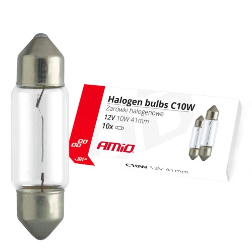 Amio - ΛΑΜΠΑΚΙΑ ΠΛΑΦΟΝΙΕΡΑΣ C10W 12V 10W 41mm ΑΛΟΓΟΝΟΥ ΚΟΥΤΙ - 10 ΤΕΜ. (02557/AM)