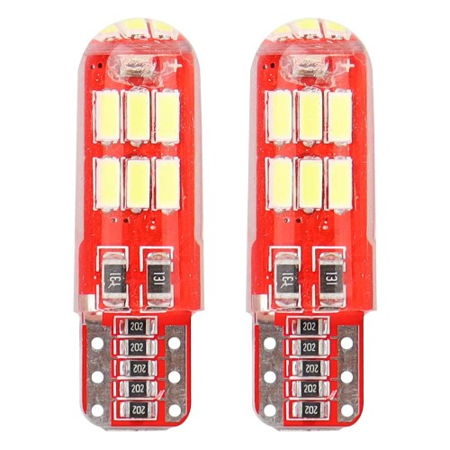 Amio – LED CANBUS T10 W5W 12V W2.1x9.5d 5600K 15xSMD 4014 Σιλικόνης Καρφωτό Λευκό για Φώτα Θέσης & Εσωτερικού Αυτοκινήτου – 2 Τεμ. (01443/AM)