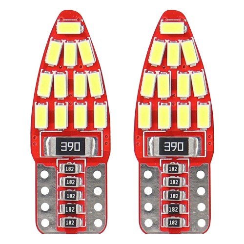 Amio - Λάμπες LED T10 W5W 12V W2.1x9.5d Λευκό Φως 5600K με 24 SMD 3014HP CAN-BUS Καρφωτές για Φώτα Θέσης Πινακίδας και Εσωτερικού Φωτισμού Αυτοκινήτου - 1 σετ (01285/AM)