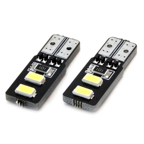 Amio – Λαμπάκια LED T10 W5W 12V 2W 5600K 4xSMD 5730 CANBUS Καρφωτά για Ισχυρό Λευκό Φωτισμό χωρίς Σφάλματα – Σετ 2 Τεμ. (01630/AM)