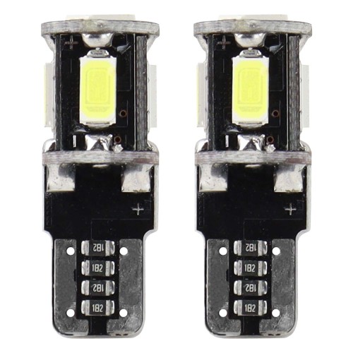 Amio – Λαμπάκια LED T10 W5W 12V 2W 5600K 5xSMD 5730 CANBUS Καρφωτά για Ισχυρό Λευκό Φωτισμό χωρίς Σφάλματα – Σετ 2 Τεμ. (01628/AM)