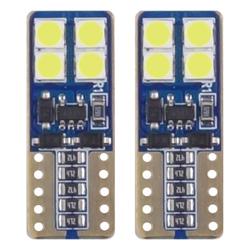 Amio – Λαμπάκια LED T10 W5W 12/24V 2W 5600K 8xSMD 2835 CANBUS Καρφωτά για Ισχυρό Λευκό Φωτισμό χωρίς Σφάλματα – Σετ 2 Τεμ. (01635/AM)