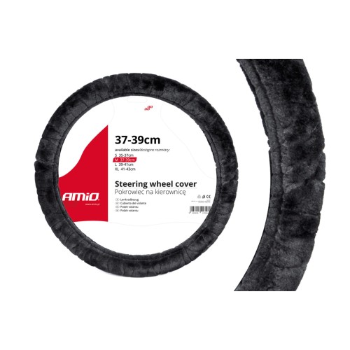 Amio - Κάλυμμα Τιμονιού 37/39cm Γκρι Σκούρο Σειρά SWC-02 για Προστασία και Άνεση στην Οδήγηση - 1 τεμ. (01357/AM)