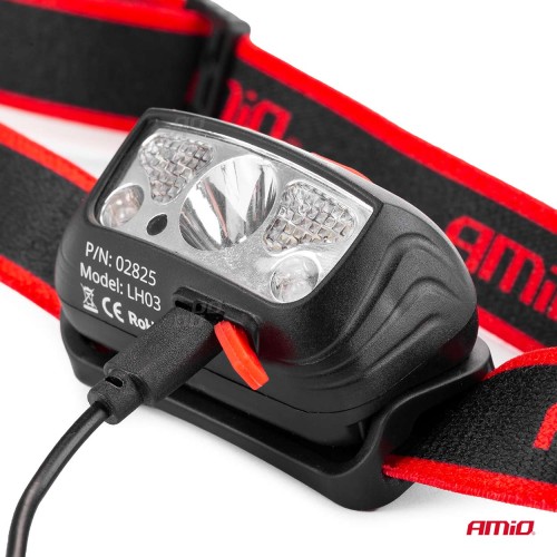 Amio - ΦΑΚΟΣ ΚΕΦΑΛΗΣ ΕΡΓΑΣΙΑΣ LH03 1200mAh MICRO USB XPE+2LED+2SMD 180FLUX 8x7x7cm - 1 τεμ. (02825/AM)