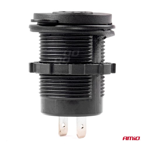 Amio - ΠΡΙΖΑ ΦΟΡΤΙΣΗΣ ΜΕ 2 ΘΥΡΕΣ USB 12/24V 3.0A Φ37mmX51mm QUICK CHARGE 12/24V MOD-05 - 1 τεμ. (02855/AM)
