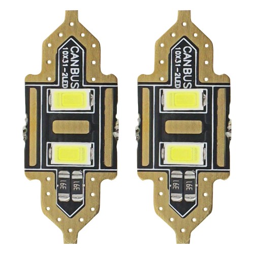 Amio – LED Λαμπάκια Πλαφονιέρας 31mm 12V 5600K 2xSMD 5730 για Εσωτερικό Φωτισμό Αυτοκινήτου – 2 Τεμ. (01448/AM)