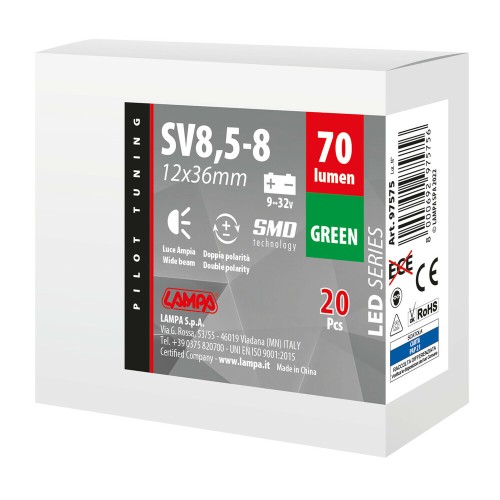 ΛΑΜΠΑΚΙ ΠΛΑΦΟΝΙΕΡΑΣ 9>32V SV28,5-8 2SMDx1CHIP LED 70lm CAN-BUS 12x36mm ΠΡΑΣΙΝΟ  ΚΟΥΤΙ LAMPA - 20 ΤΕΜ.