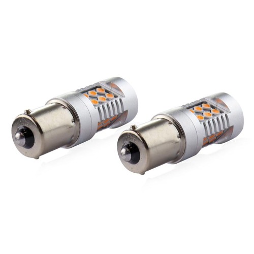 Amio - PY21W 12/24V 6.000k 0.54A - 6.48W 800lm LED 24xSMD3030 CAN-BUS ΠΟΡΤΟΚΑΛΙ 18x56mm -2 ΤΕΜ. (02580/AM)