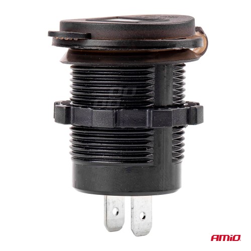 Amio - ΠΡΙΖΑ ΦΟΡΤΙΣΗΣ ΜΕ 2 ΘΥΡΕΣ USB ΨΗΦΙΑΚΟ ΒΟΛΤΟΜΕΤΡΟ ΜΕ ΚΑΠΑΚΙ ΜΑΥΡΗ 12/24V 5V 3.1A MOD-6 -1 ΤΕΜ. (02856/AM)