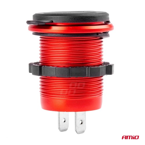 Amio - ΠΡΙΖΑ ΦΟΡΤΙΣΗΣ ΜΕ 2 ΘΥΡΕΣ USB + TYPE C ΚΑΙ ΚΑΠΑΚΙ ΚΟΚΚΙΝΗ 12/24V 5-12V 3.0A QUICK CHARGER MOD-09 -1 ΤΕΜ. (02859/AM)