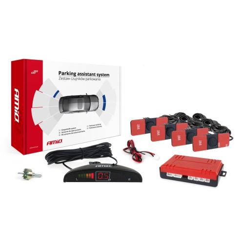 AMiO – Σύστημα Παρκαρίσματος 12V με 4 Αισθητήρες Inside Mount 16,5mm σε Μαύρο χρώμα και Οθόνη LED, παρκάρετε με απόλυτη οπτική ακρίβεια και κομψό OEM look – 1 Τεμ. (02255/AM)
