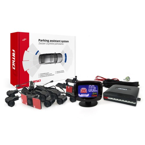 AMiO – Σύστημα Παρκαρίσματος 12V με 8 Αισθητήρες Inside Mount 16,5mm και Έγχρωμη Οθόνη LED-Graph, εξασφαλίστε κορυφαία περιμετρική ορατότητα και απόλυτη προστασία από κρυφά εμπόδια – 1 Τεμ. (02258/AM)