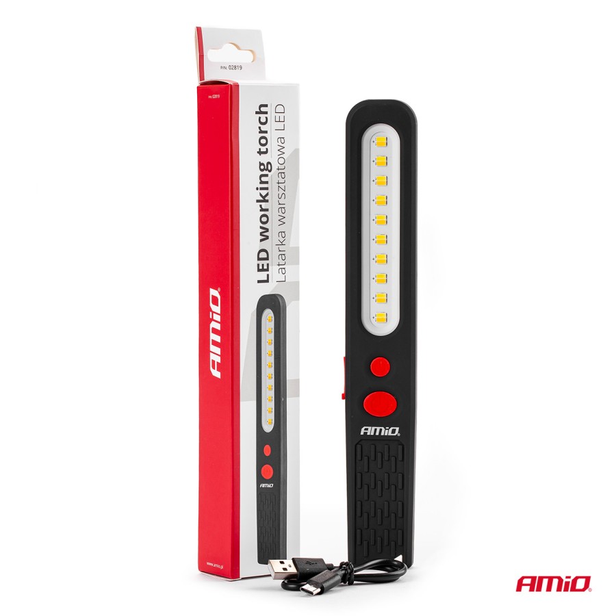 Amio - ΦΑΚΟΣ ΕΡΓΑΣΙΑΣ ΧΕΙΡΟΣ ΜΕ ΜΑΓΝΗΤΗ MICRO USB SMD LED 1200mAh 37x16x241mm - 1 ΤΕΜ. (02819/AM)