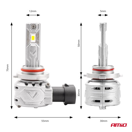 Amio - ΛΑΜΠΕΣ LED HΒ3 9005 10-16V 72W 6.500K 7920lm (ΑΝΕΜΙΣΤΗΡΑΚΙ) X2 SERIES - 2ΤΕΜ. (02975/AM)