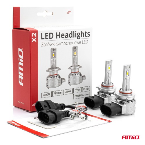 Amio - ΛΑΜΠΕΣ LED HΒ3 9005 10-16V 72W 6.500K 7920lm (ΑΝΕΜΙΣΤΗΡΑΚΙ) X2 SERIES - 2ΤΕΜ. (02975/AM)